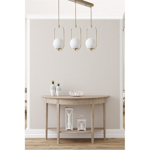 Elegáns skandináv csillár, 55 cm hosszúság, 70 cm magasság | 100% fém, állítható, fehér és réz | Tökéletes a Glam otthoni dekorációhoz