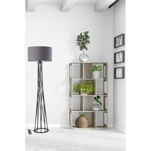 Ipari állólámpa, sötétszürke, 160 cm magas, 45 cm ernyő | 100% fém, E27 foglalat, sütőben szárított festék | Stílusos világítás modern terekbe