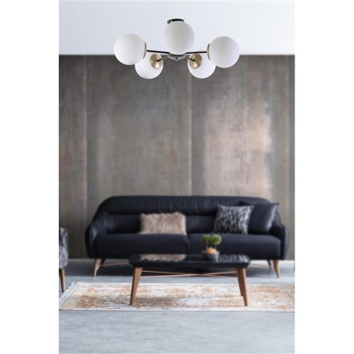 Skandináv csillár, 60 cm Átmérő, 25 cm Magasság | 100% fém, E27 aljzat, max 40W | Elegáns fehér felület kemencében szárított festékkel és bordázott bevonattal