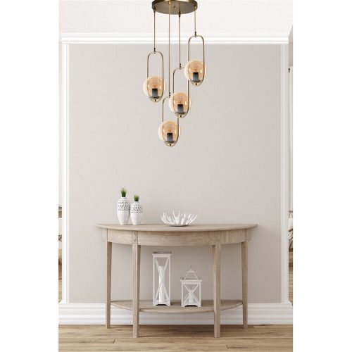 Glam skandináv csillár, 70 cm magasság, 30 cm átmérő | 100% fém, réz bevonat, E27 aljzat, max 40 W | Elegáns világítás modern terekbe