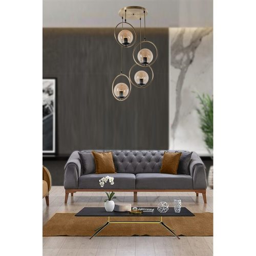Glam skandináv csillár, 70 cm magasság, 30 cm átmérő | 100% fém, réz bevonat, E27 aljzat, max 40 W | Elegáns világítás modern terekbe