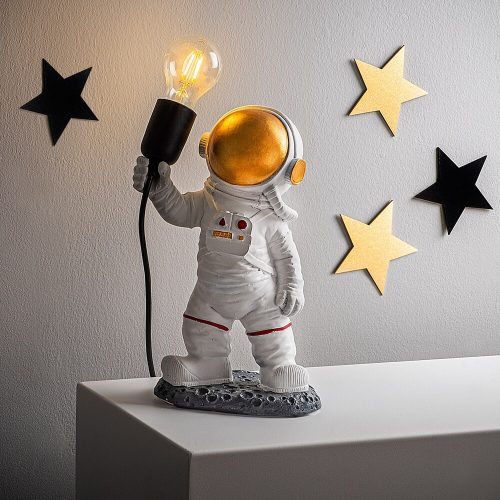 Kézzel festett asztali lámpa, 30 cm x 32 cm x 15 cm | 100% poliészter, E27 foglalat (max. 40 W) | Egyedi kialakítás, 200 cm kábel | Tökéletes lakberendezéshez és világításhoz