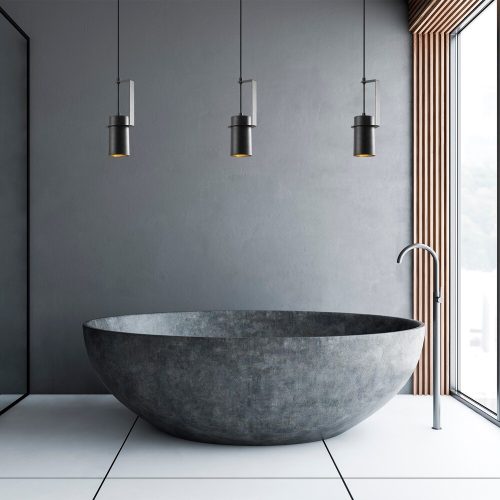 Ipari fekete csillár, fém test, 126 cm magasság | Állítható, E27 aljzat, IP20 | Tökéletes modern otthoni és irodai dekorációhoz, elegáns design