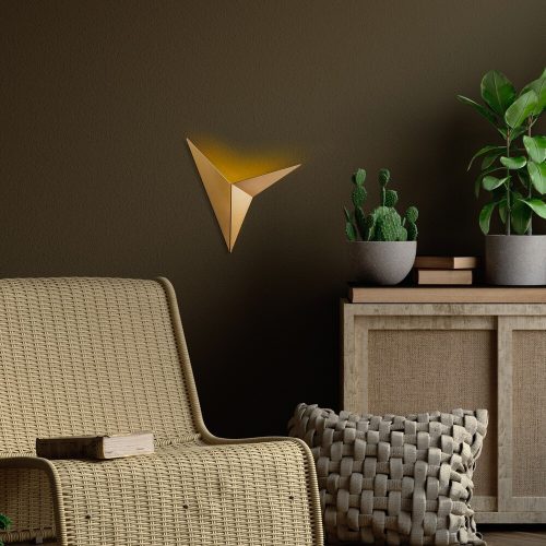 Elegáns arany fali lámpa, fém ház, 34 x 5 x 34 cm | Nem állítható magasságú, G9 aljzat (max. 10 W) | Stílusos világítás a modern lakberendezéshez