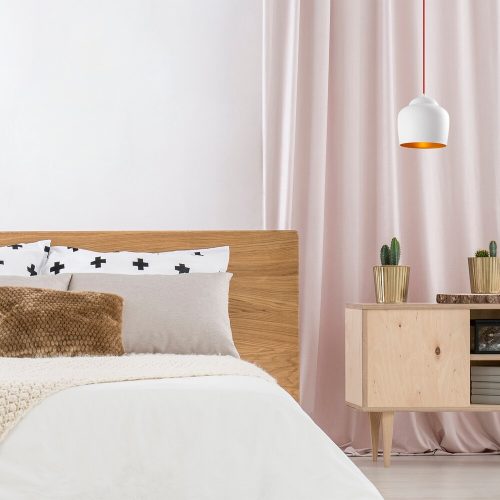 Skandináv csillár, fém test, 22 x 22 cm, magasság 123 cm | Fehér és piros | Elegáns design modern terekhez | IP20, 90 cm Kábelhossz