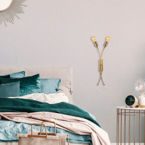 Modern vintage fali lámpa, fém ház, 57 cm magasság | 22 x 9 cm | 2 x E27 Max 40W | Elegáns Glam Design otthoni és szállodai dekorációhoz, IP20