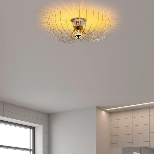 Elegáns arany csillár, fém test, Ø56 x 16 cm | Nem állítható magasságú, E27 aljzat, max 40W | Tökéletes nappaliba és étkezőbe, stílusos kialakítás