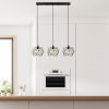 Ipari csillár, fekete fém test, állítható magasság 30-120 cm, 98 x 24 cm, 3 x E27 Max 40 W, Elegáns kialakítás modern terekhez, IP20