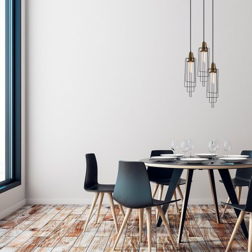 Modern fekete csillár, 36 x 36 cm, állítható magasság 130 cm | Fém ház, 3 x E27 Max 40W | Stílusos világítás otthoni és irodai dekorációhoz