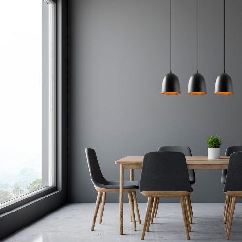 Modern ipari csillár, fekete fém test, 70 x 20 cm, állítható magasság 125 cm, 3 x E27 aljzat, elegáns skandináv dizájn otthonra és irodára