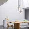 Elegáns skandináv csillár, ezüst fém test, 40 x 40 cm, magasság 136 cm, állítható, 7 x E27 Max 40 W, tökéletes modern enteriőrbe