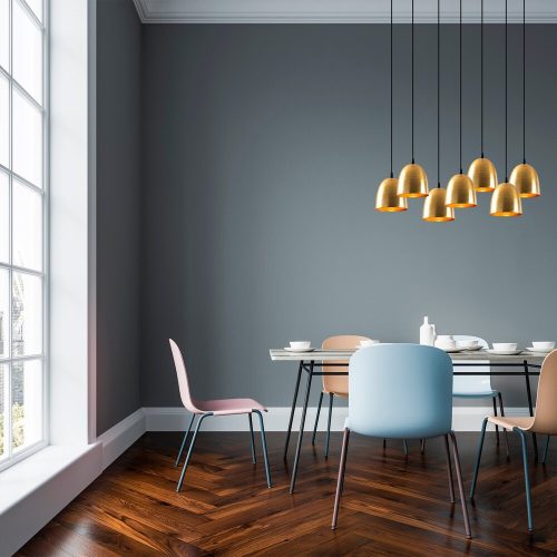 Elegáns aranycsillár, 85 x 35 cm, magasság 113 cm | Állítható, 7 x E27 Max 40W | Modern Glam skandináv dizájn a stílusos belső terekhez