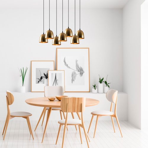 Elegáns vintage csillár, fém test, 85 x 35 cm, magasság 113 cm | Állítható, 7 x E27 Max 40W | Modern Glam skandináv dizájn otthoni dekorációhoz