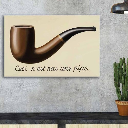 René Magritte dekoratív vászonfestmény, 45 x 70 cm, 100% velúr vászon, 3 cm fakeret | Elegáns művészet otthoni és irodai dekorációhoz
