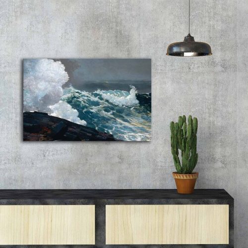 Thomas Moran dekoratív vászonfestmény, 45 x 70 cm, 100% velúr vászon, 100% fa keret (3 cm vastag) | Elegáns művészet otthoni és irodai dekorációhoz