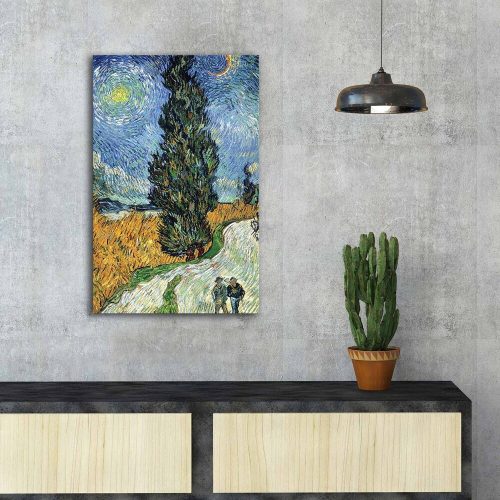 Van Gogh dekoratív vászonfestmény, 45 x 70 cm, 100% velúr vászon, 100% fa keret (3 cm vastag) | Elegáns művészet otthoni és irodai dekorációhoz