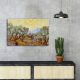 Van Gogh olajfák 1889 dekoratív vászonfestmény, 45 x 70 cm, 100% velúr vászon, 100% fa keret (3 cm vastag) | Elegáns művészet lakberendezéshez