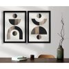 Elegáns dekoratív keretes MDF festmények (2 db), 38 x 53 cm | 100% MDF és fa keret | Stílusos barna, nyérc, fehér és fekete színek otthoni dekorációhoz