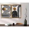 Elegáns dekoratív keretes MDF festmények (2 db), 38 x 53 cm | 100% MDF és fa keret | Arany, fehér és fekete színek | Tökéletes otthoni dekorációhoz
