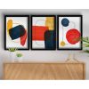 Elegáns dekoratív keretes MDF festmények (3 db), 38 x 53 cm | 100% MDF és fa keret | Élénk vörös, mustár, sötétkék és fehér | Tökéletes otthoni dekorációhoz