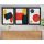 Elegáns dekoratív keretes MDF festmények (3 db), 38 x 53 cm | 100% MDF és fa keret | Élénk vörös, mustár, sötétkék és fehér | Tökéletes otthoni dekorációhoz