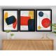 Elegáns dekoratív keretes MDF festmények (3 db), 38 x 53 cm | 100% MDF és fa keret | Élénk vörös, mustár, sötétkék és fehér | Tökéletes otthoni dekorációhoz