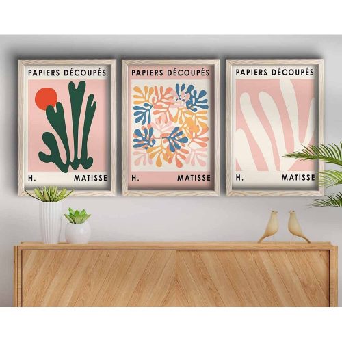 Elegáns dekoratív keretes MDF festmények (3 db), 38 x 53 cm | 100% MDF és fa keret, 22 mm vastag | Tökéletes a lakberendezés és a művészet szerelmeseinek