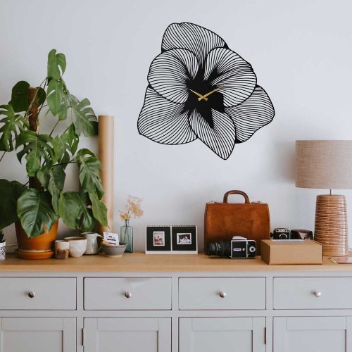 Elegáns fekete dekoratív fém falióra, 70 x 70 cm | 100% acél, 1,5 mm vastag | Csendes mechanizmus, könnyű 1,7 kg | Tökéletes otthoni és irodai dekorációhoz