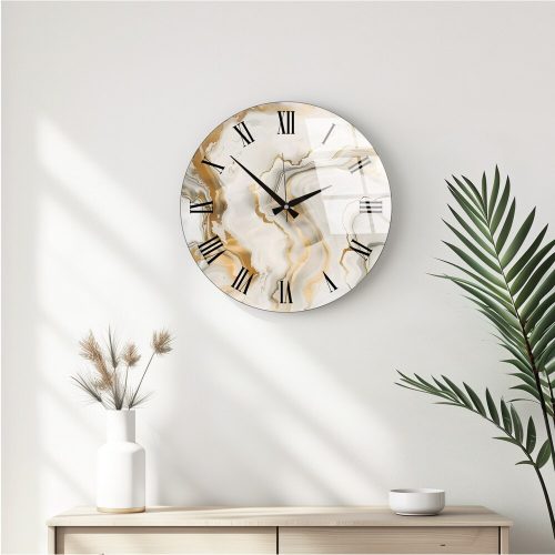 Elegáns dekoratív üveg falióra, 40 cm átmérőjű, 100% üveg (4 mm vastag) | Stílusos lakberendezés nappaliba és irodába | Időtlen dizájn
