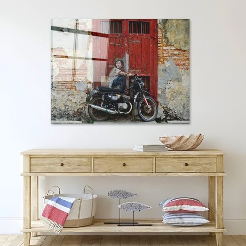 Lenyűgöző Banksy dekoratív edzett üvegfestmény, 70 x 100 cm | 100% edzett üveg, 4 mm vastag | Tökéletes a modern lakberendezés és a művészet szerelmeseinek