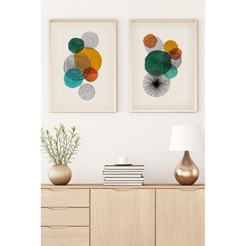 Elegáns dekoratív keretes MDF festmények (2 db), 30 x 40 cm | 100% MDF és tömörfa keret, 2,5 cm vastag | Tökéletes a lakberendezés és a művészet szerelmeseinek