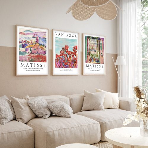 Elegáns dekoratív keretes MDF festmények (3 db), 30 x 40 cm | 100% MDF és tömörfa keret, 2 cm vastag | Tökéletes a lakberendezés és a művészet szerelmeseinek