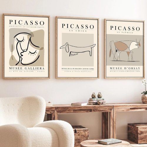Elegáns dekoratív keretes MDF festmények (3 db), 50 x 35 cm | 100% MDF és tömörfa keret, 2 cm vastag | Tökéletes a lakberendezés és a művészet szerelmeseinek
