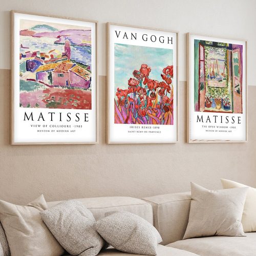 Elegáns dekoratív keretes MDF festmények (3 db), 50 x 35 cm | 100% MDF és tömörfa keret, 2 cm vastag | Tökéletes a lakberendezés és a művészet szerelmeseinek