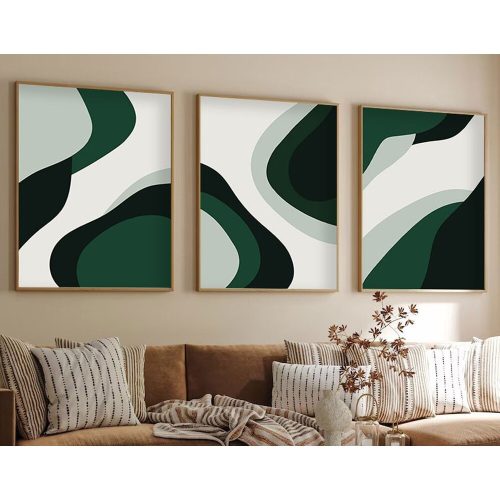 Elegáns dekoratív keretes MDF festmények (3 db), 50 x 70 cm | 100% MDF és tömörfa keret, 2,5 cm vastag | Tökéletes a lakberendezés és a művészet szerelmeseinek