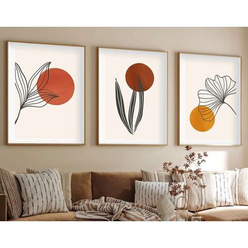 Elegáns dekoratív keretes MDF festmények (3 db), 50 x 70 cm | 100% MDF és tömörfa keret, 2,5 cm vastag | Tökéletes a lakberendezés és a művészet szerelmeseinek