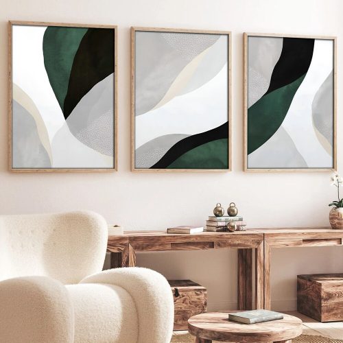 Elegáns dekoratív keretes MDF festmények (3 db), 50 x 70 cm | 100% MDF és tömörfa keret, 2 cm vastag | Tökéletes a lakberendezés és a művészet szerelmeseinek