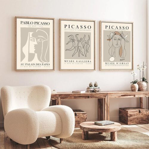 Elegáns dekoratív keretes MDF festmények (3 db), 50 x 70 cm | 100% MDF és tömörfa keret, 2 cm vastag | Tökéletes a lakberendezés és a művészet szerelmeseinek