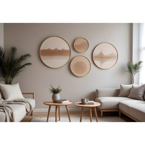 Elegáns dekoratív keretes MDF festmények (4 db) | 100% tömör fa, 1,5 cm vastag | Méretek: 45x45, 36x36, 27x27, 18x18 cm | Tökéletes otthoni dekorációhoz