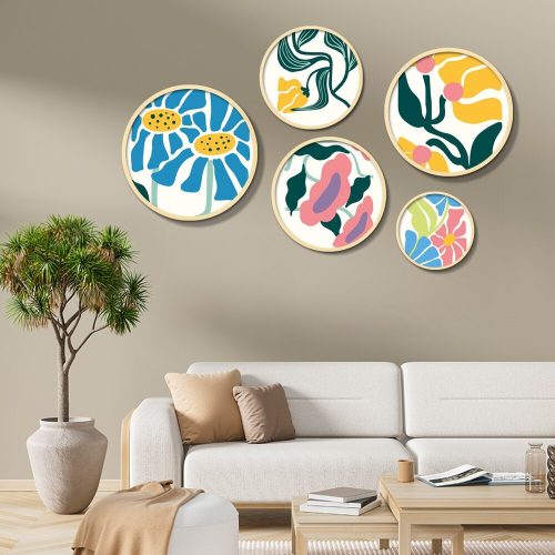 Elegáns dekoratív keretes MDF festmények (5 db) | 100% tömör fa, 1,5 cm vastag | Méretek: 43,5x43,5 cm-től 18x18 cm-ig | Tökéletes otthoni dekorációhoz