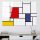 Piet Mondrian dekoratív edzett üvegfestménye, 70 x 100 cm, 100% edzett üveg (4 mm) | Élénk vörös, kék és sárga | Modern dekorációhoz tökéletes