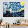 Van Gogh Starry Night edzett üvegfestmény, 70 x 100 cm | 100% edzett üveg (4 mm) | Elegáns falfestmény otthoni és irodai dekorációhoz