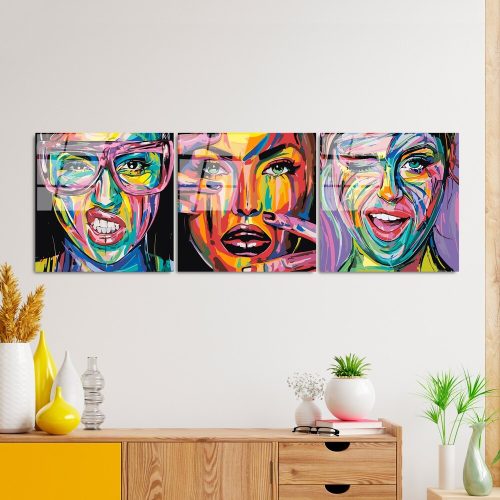 Elegáns edzett üveg fali készlet (3 db), 50 x 50 cm | 100% edzett üveg, 4 mm vastag | Fakulásálló hátoldali nyomtatás, tökéletes otthoni dekorációhoz