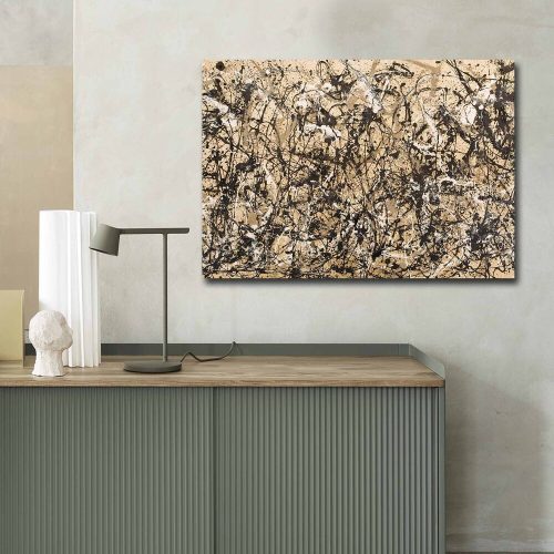 Jackson Pollock dekoratív vászonfestmény, 70 x 100 cm, 100% velúr vászon, 3 cm-es fakeret | Lenyűgöző művészet a modern lakberendezéshez
