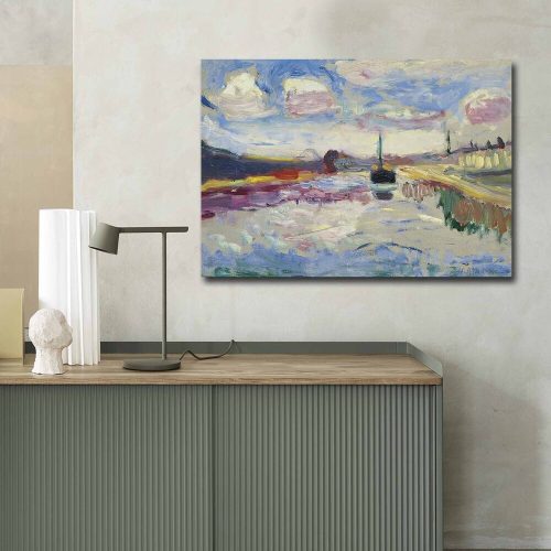 Henri Matisse Canal du Midi dekoratív vászonfestmény, 70 x 100 cm, 100% velúr vászon, 3 cm-es fakeret | Elegáns művészet otthoni és irodai dekorációhoz