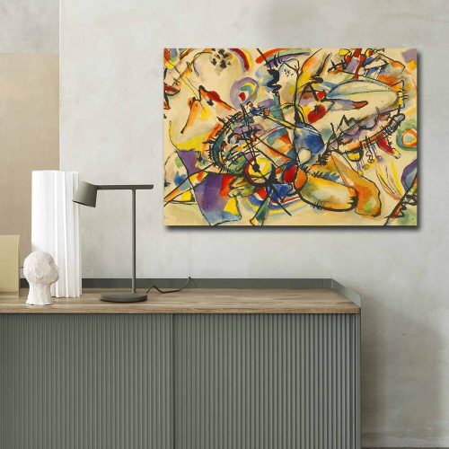 Kandinsky lenyűgöző dekoratív vászonfestménye, 70 x 100 cm | 100% velúr vászon, 3 cm vastag fakeret | Tökéletes a modern lakberendezéshez