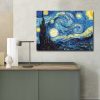 Vincent Van Gogh "A csillagos éjszaka" dekoratív vászonfestmény, 70 x 100 cm, 100% velúr vászon, 3 cm-es fakeret | Elegáns művészet lakberendezéshez