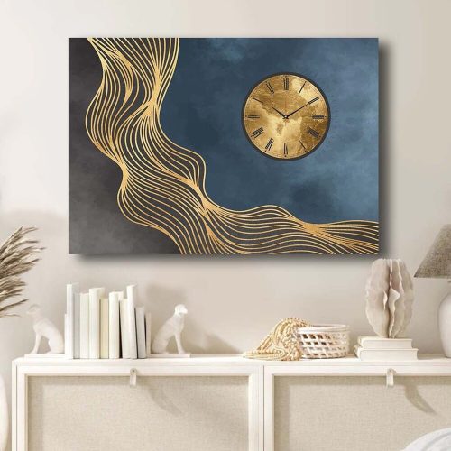 Elegáns dekoratív vászon falióra, 70 x 100 cm, 100% velúr vászon, erős 2,8 cm-es fakeret | Tökéletes otthoni dekorációhoz és időtlen stílushoz
