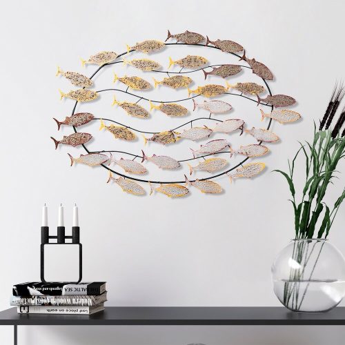 Kézzel készített dekoratív fém falkiegészítő, 94 x 58 x 4 cm | 100% fém, egyedi, kézzel festett design | Tökéletes a lakberendezés és a művészet szerelmeseinek