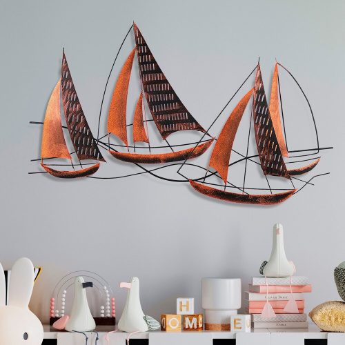 Kézzel készített dekoratív fém falkiegészítő, 125 x 74 x 4 cm | 100% fém, egyedi, kézzel festett design | Tökéletes a lakberendezés és a művészet szerelmeseinek